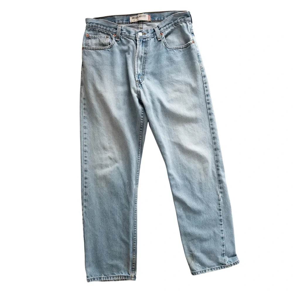2008 Levi's 505 Light Wash Straight Leg Jeans Relaxed Fit Cropped Denim 34x30